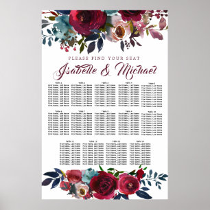 Poster Escuro - carta floral vermelha do assento do