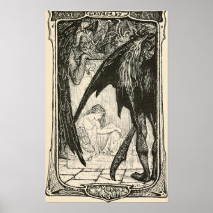 Poster escuro da ilustração de livro do conto de