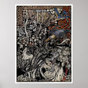 Poster escuro da ilustração de livro do conto de