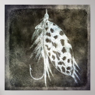 Poster Escuro De Pesca - Anzol De Peixe Com Voo