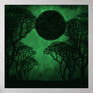 Poster escuro do eclipse da floresta