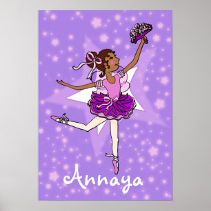 Poster escuro roxo do "nome" da estrela da menina