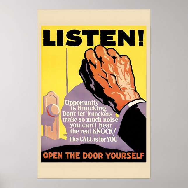 Poster Escute! Abra a Porta Você Mesmo - Obra de 1929 (Frente)