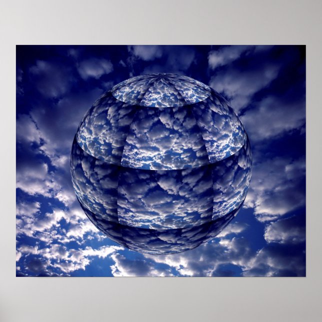 Poster esfera abstrato cloud 3D (Frente)