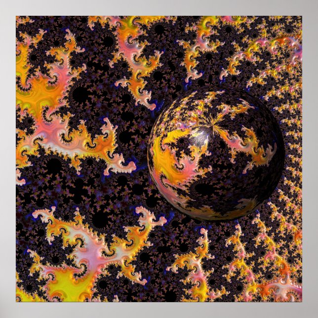 Poster Esfera de Tempestade de Fogo Fractal (Frente)