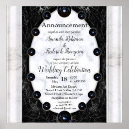 Poster Esferas de mármore brancas e pretas opulentas