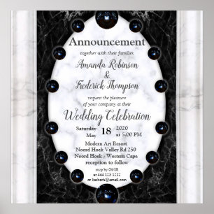 Poster Esferas de mármore brancas e pretas opulentas