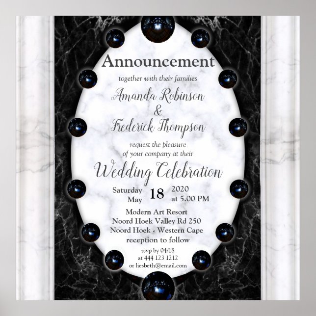 Poster Esferas de mármore brancas e pretas opulentas (Frente)