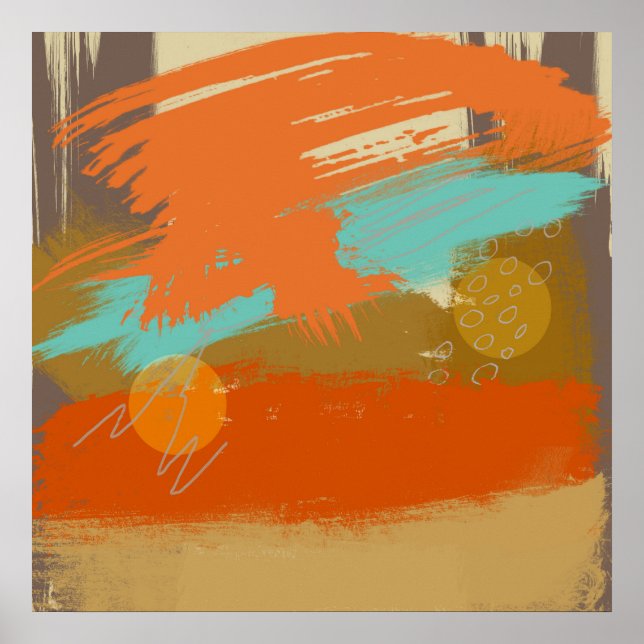 Poster Esferas dos Círculos de Pintura na Paisagem abstra (Frente)