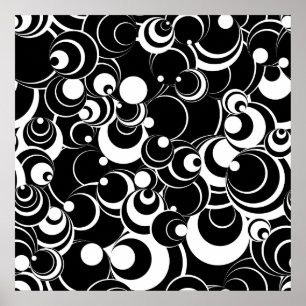 Póster Esferas e abstrato preto do branco dos círculos