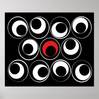 Póster Esferas gráficas em vermelho