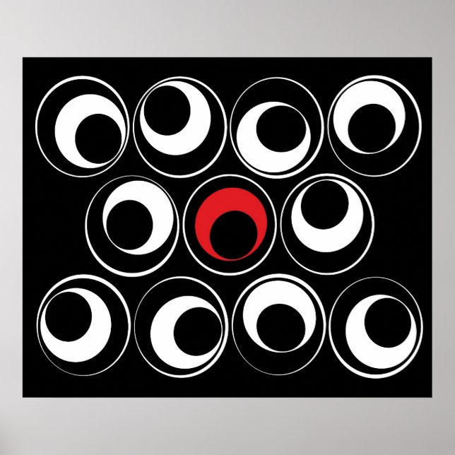 Póster Esferas gráficas em vermelho (Frente)