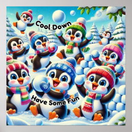 Poster Esfrie, Divirta-se - Batalha de Bolas de Neve de P