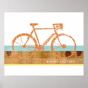 Póster esfrie & na moda, ciclagem inspirada, bicicleta