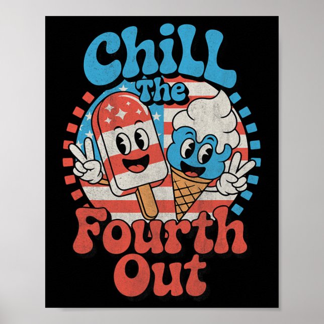 Poster Esfrie O Quarto Fora Engraçado 4 De Julho Patrióti (Frente)
