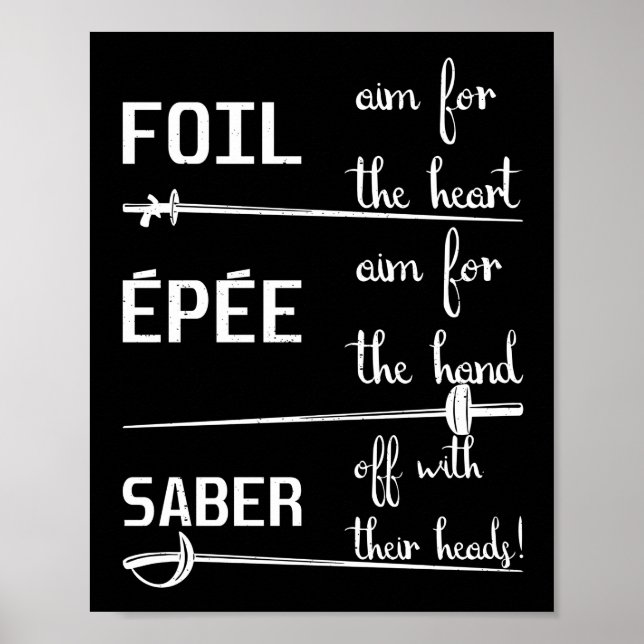 Poster Esgrima de Definição de Foil Epee Saber (Frente)