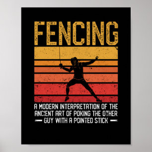 Poster Esgrima definição dictaphone fencer engraçado