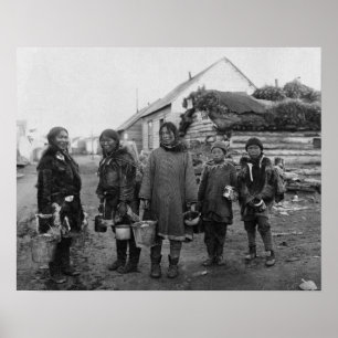 Poster Eskimo Berry Pickers in Nome, Alaska Photograph