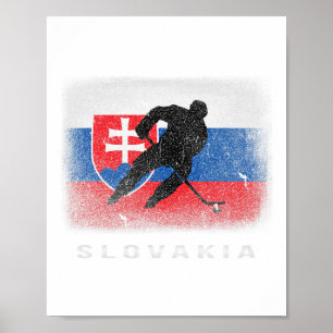 Poster Eslováquia Bandeira de Hóquei no Gelo