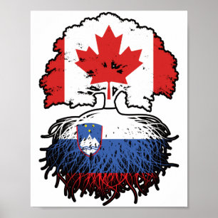 Poster Eslovênia canadiano Canadá Bandeira de Raízes de Á