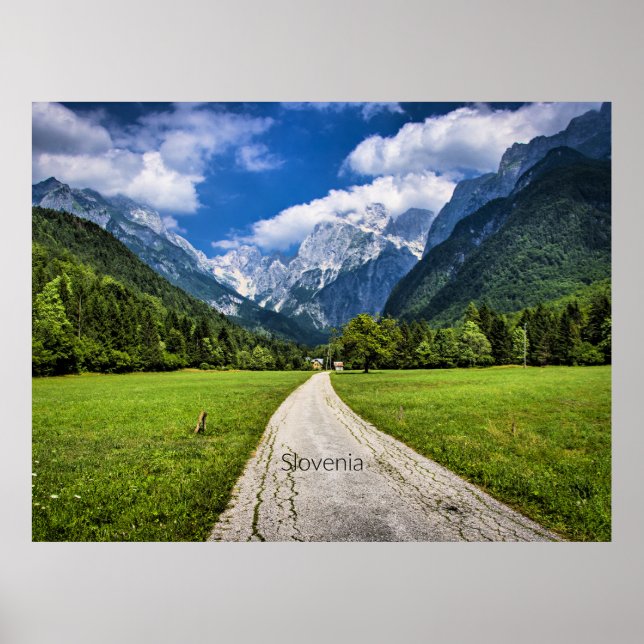 Poster Eslovênia, fotografia cênica com Alpes (Frente)
