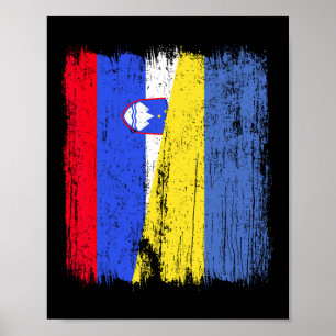 Poster Eslovênia Ucrânia Meia Bandeira Esloveno Ucraniano