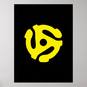 Poster Espaçador retro DJ do amarelo 45 do vintage