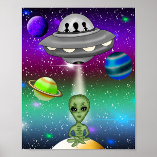 Poster Espaçamento entre alienígenas e Planetas