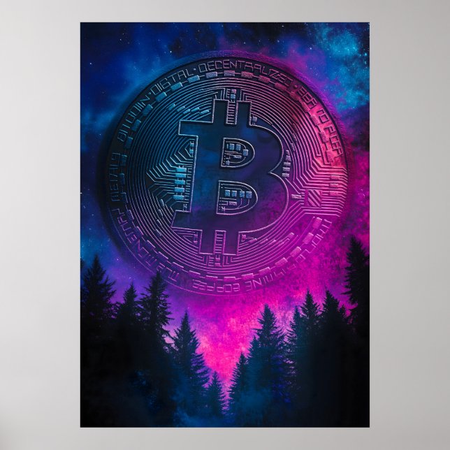 Poster Espaço da Galáxia com Cripto Roxo Bitamect (Frente)