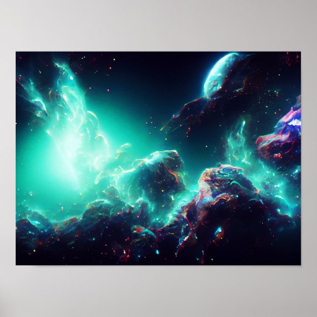 Poster Espaço de Abstrato 8 na Nebulosa Fantástica (Frente)