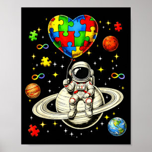 Poster Espaço de conscientização do autismo astronauta qu