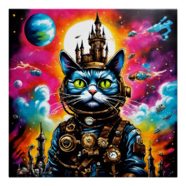 Póster Espaço de Steampunk Cat II