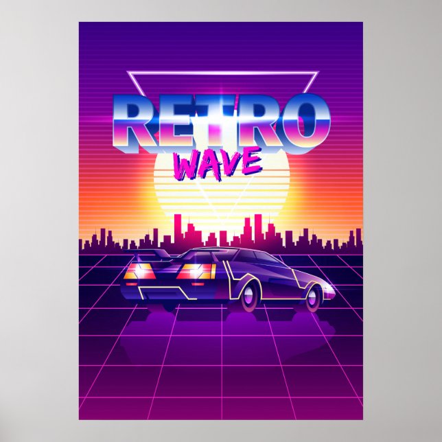 Poster Espaço em onda sintética: retrowave (Frente)