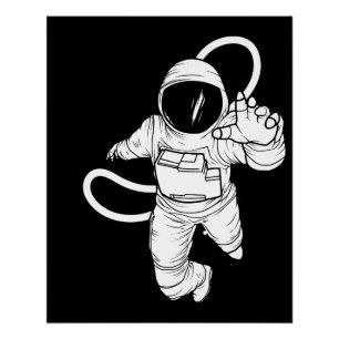 Póster Espaço Exterior Vintage Astronauta Divertido