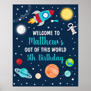 Poster Espaço Fora Deste Aniversário Mundial Bem-Vindo