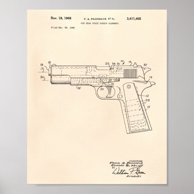 Póster Espaço na Cabeça de Arma 1968 Arte Patente Antigo  (Frente)