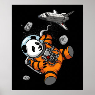 Poster Espaço Panda Bear Astronauta Galáxia Cosmic Anim