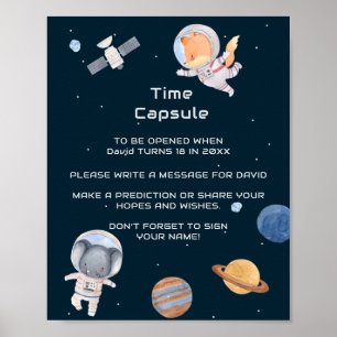 Poster Espaço: Planetas e Astronautas Cápsula do Tempo