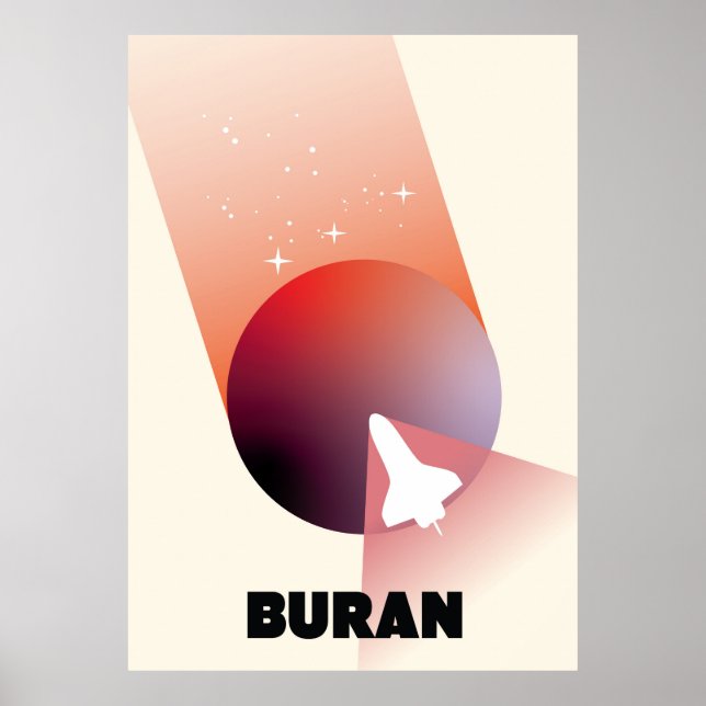 Poster Espaço Shuttle Vintage estilo arte espacial. (Frente)