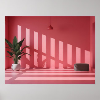 Poster Espaço Tonelado Rosa Minimalista: Luz e Sombra