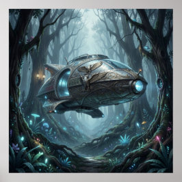 Poster Espaçonave Intrincada com Filigrana Metálica em Am