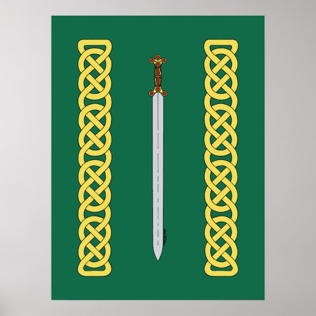 Póster Espada Celta Antiga e Knotwork (Frente)