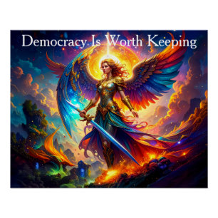 Póster Espada da Liberdade Democracia Vale a Pena Manter