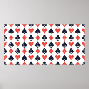 Poster Espada, diamante, coração, padrão do clube