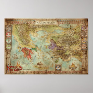 Póster Espadas de Kos: Mapa regional egeu da campanha