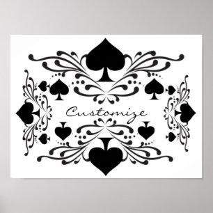 Poster Espadas pretas de rolagem estilo de tatuagem Thund