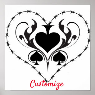 Poster Espadas Pretas do Coração com Fio Barbed_Cove