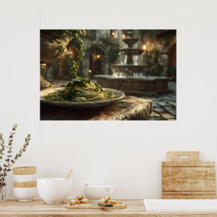 Poster Espaguete com brócolis Rabo