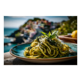 Póster Espaguete com Lemon Basil Pesto - Terra Costeira
