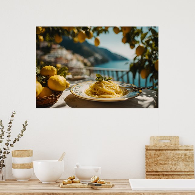 Poster Espaguete com Molho de Limão Creme (Cozinha)